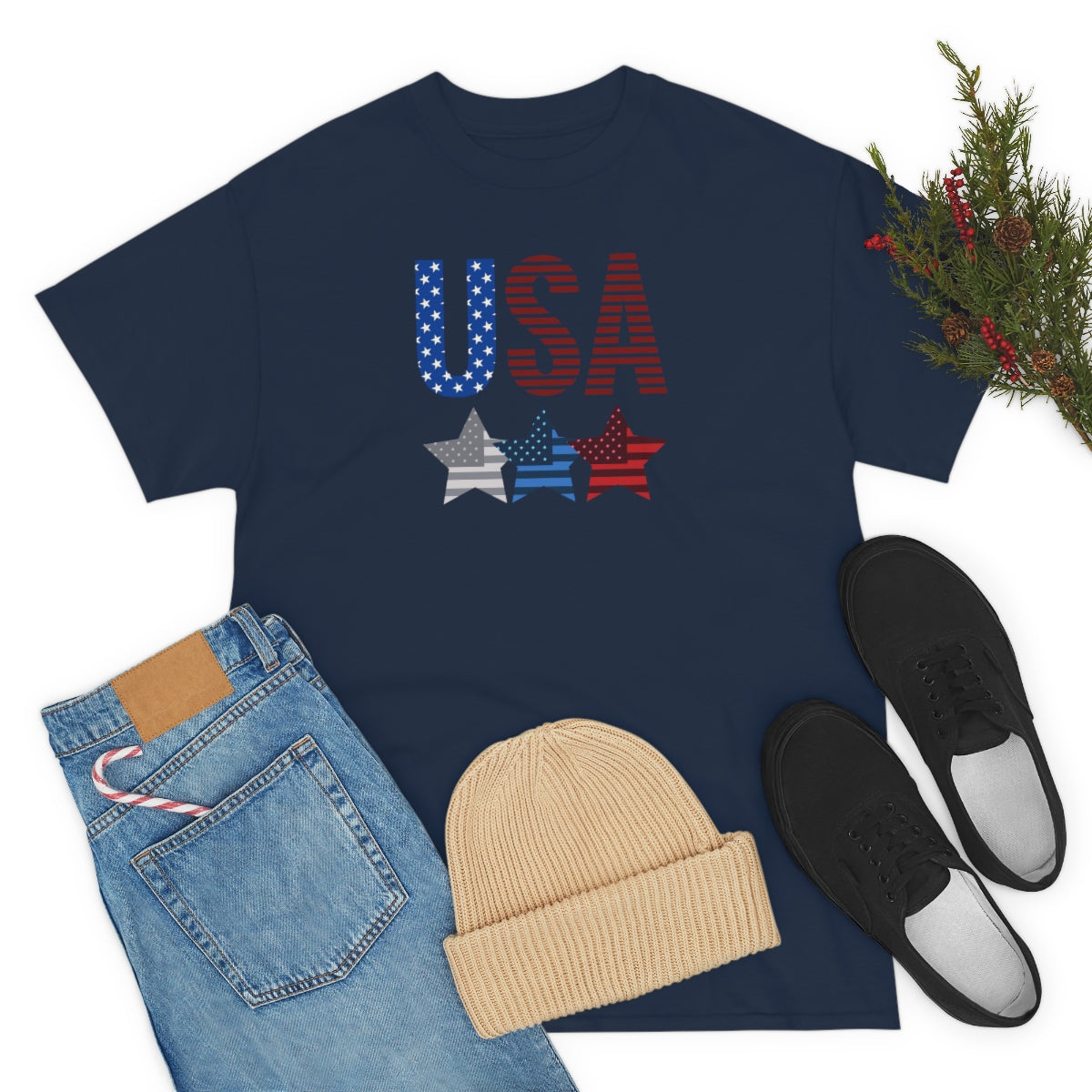 "USA Triple Stars" Unisex Heavy Cotton Tee