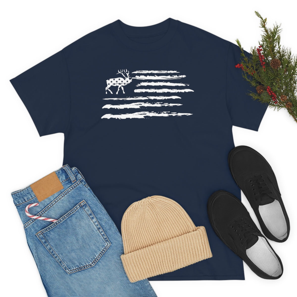 "White Deer Flag" Unisex Heavy Cotton Tee