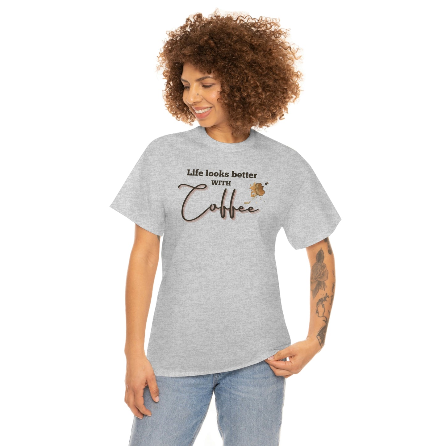 "Life looks better with Coffee" Unisex Heavy Cotton Tee