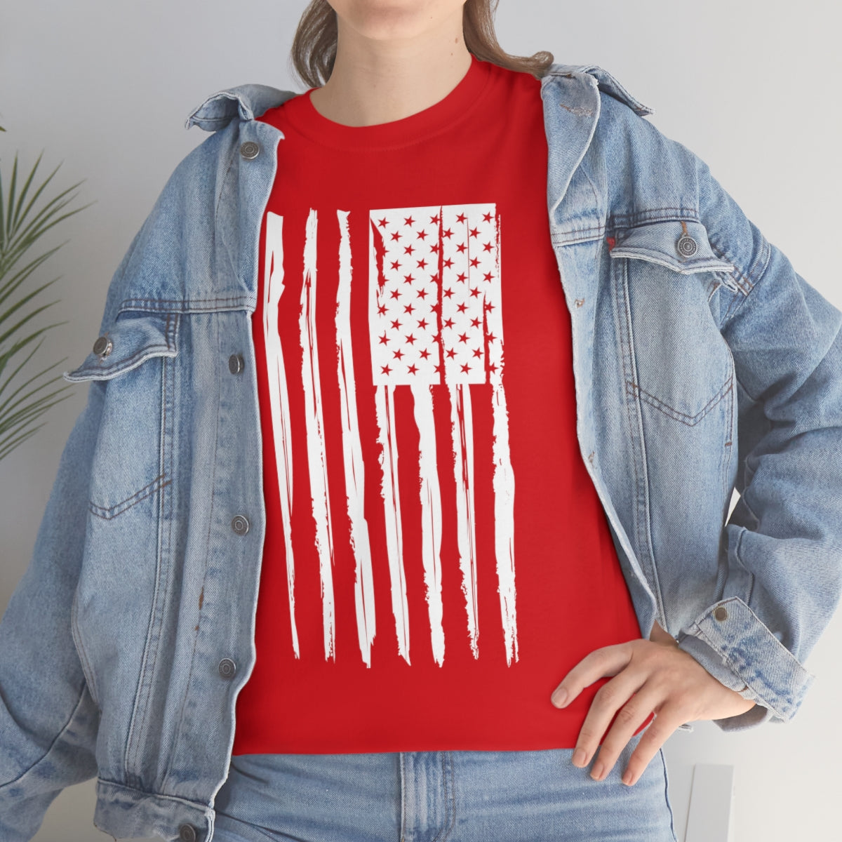 "White Vertical Flag" Unisex Heavy Cotton Tee