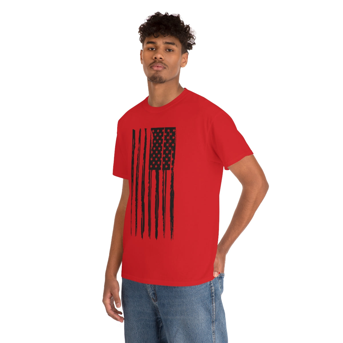 "Black Vertical Flag" Unisex Heavy Cotton Tee