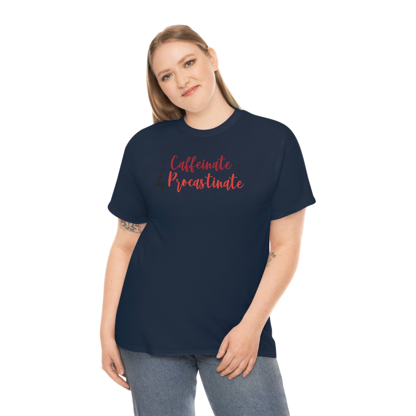 "Caffeinate & Procrastinate" Unisex Heavy Cotton Tee