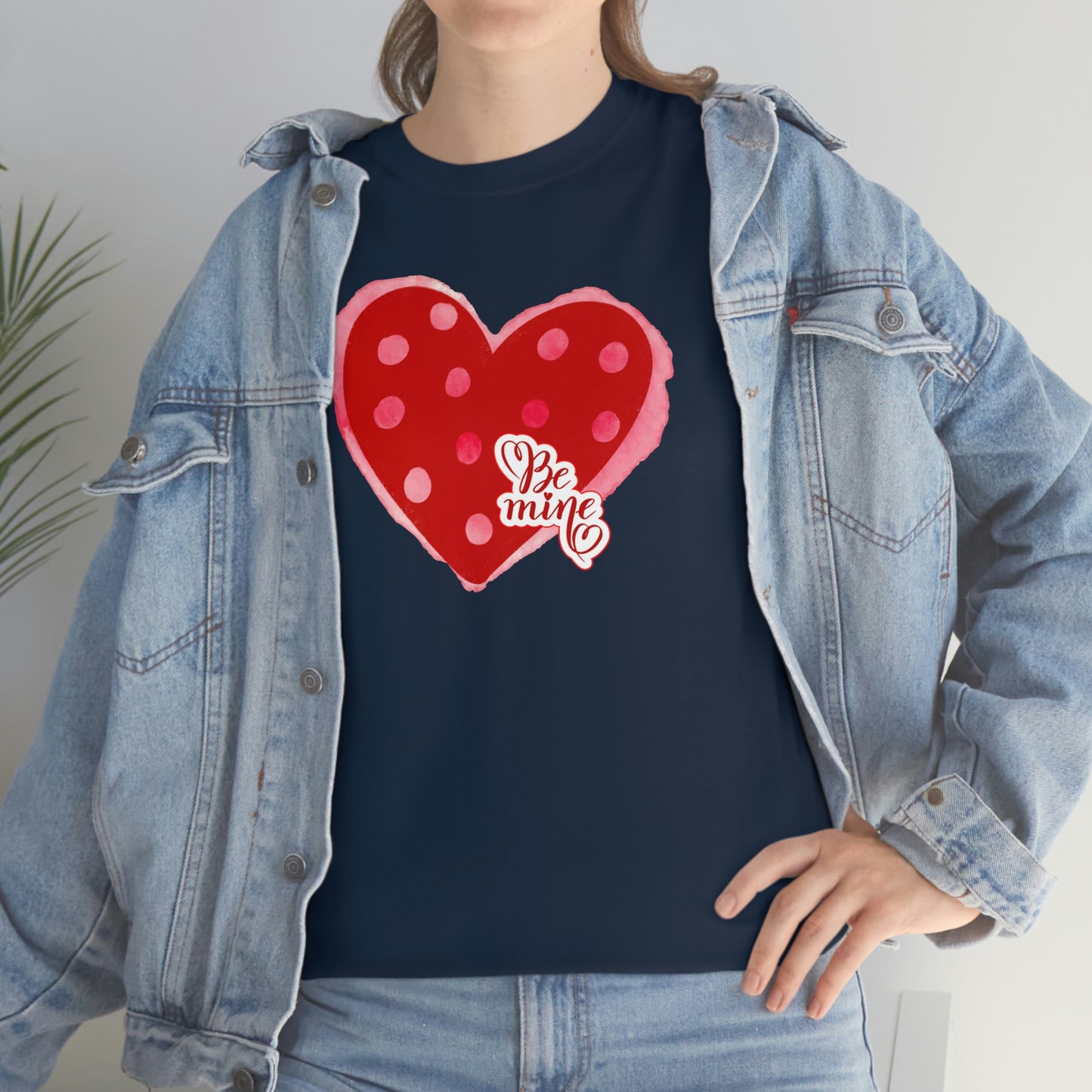 "Be Mine" Polka Dot Heart" Unisex Heavy Cotton Tee