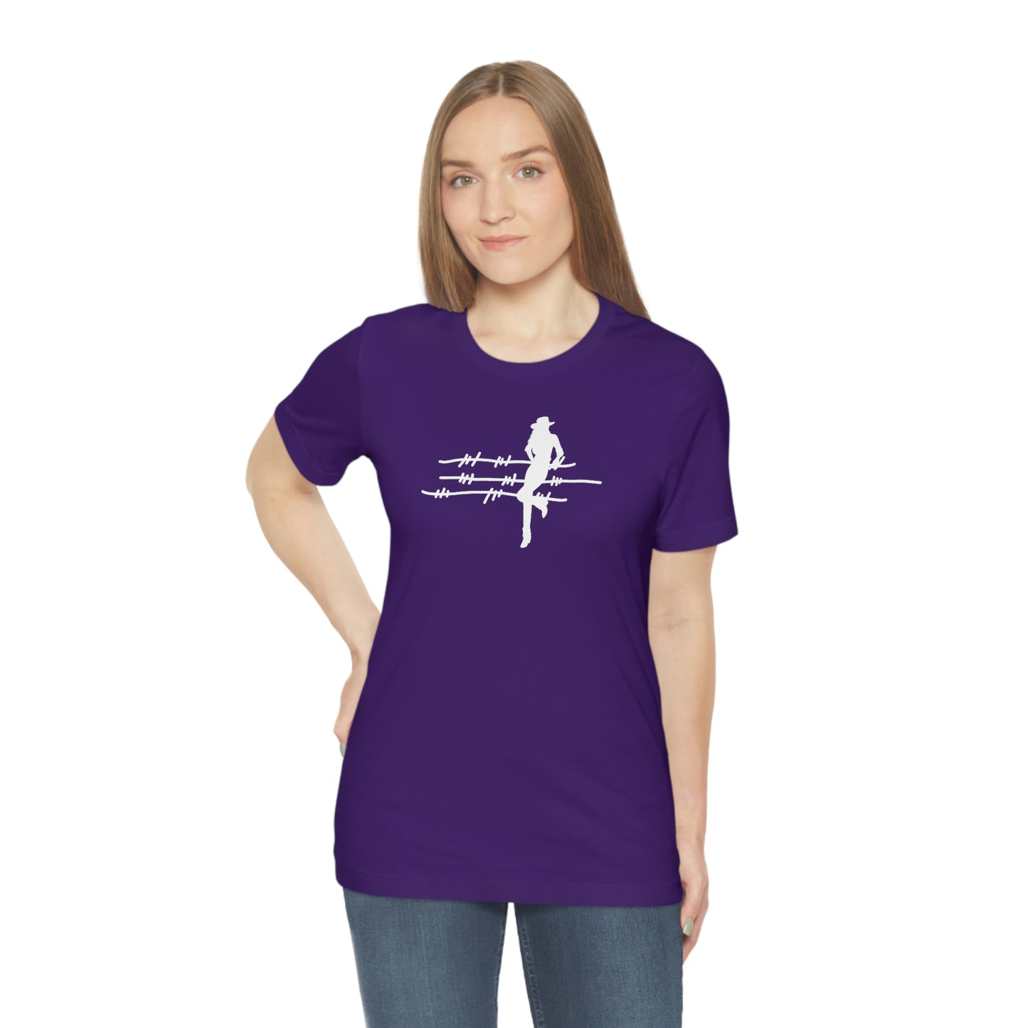 "On The Fence" (white image) Unisex Jersey Short Sleeve Tee