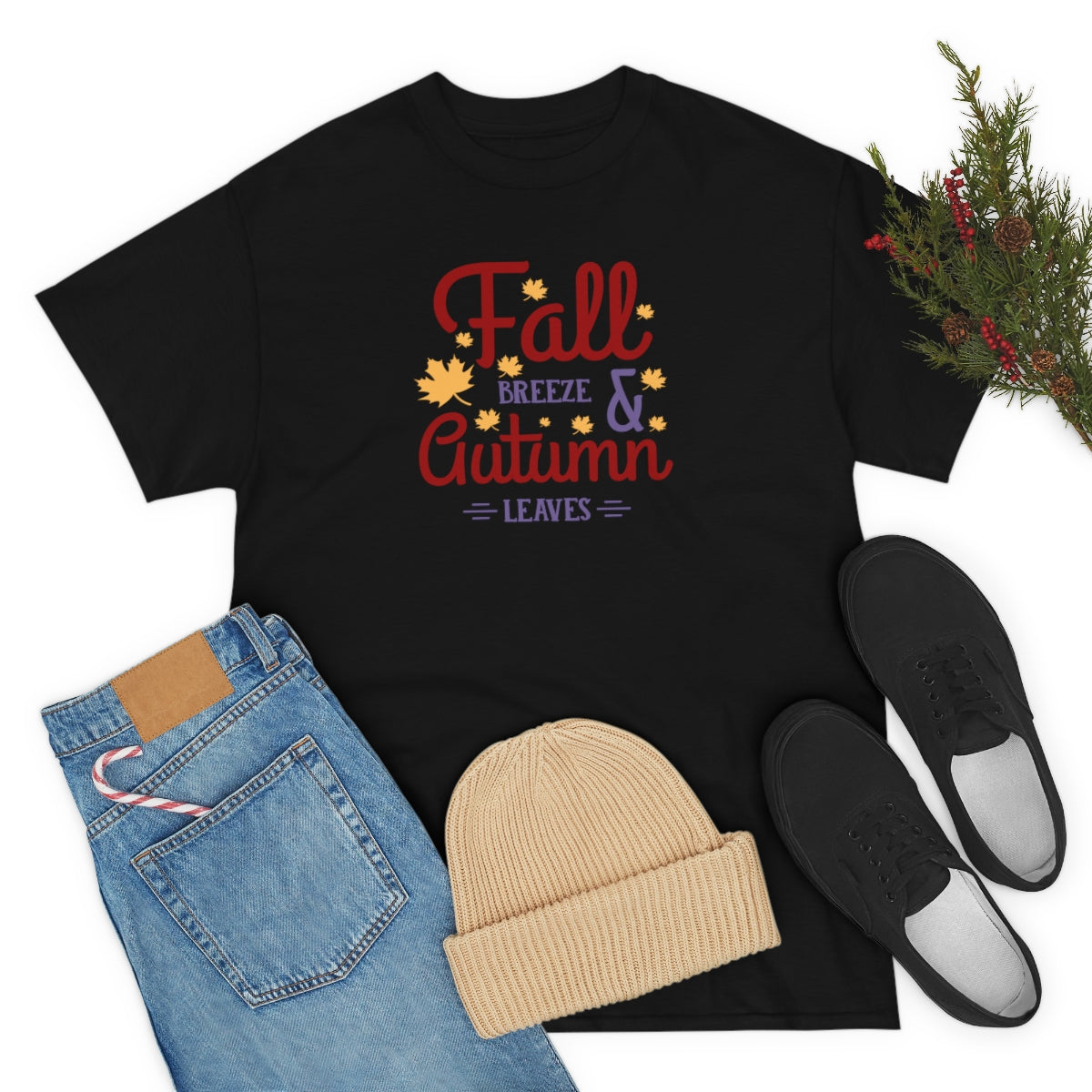 "Fall Breeze And Autumn Leaves" Unisex Heavy Cotton Tee