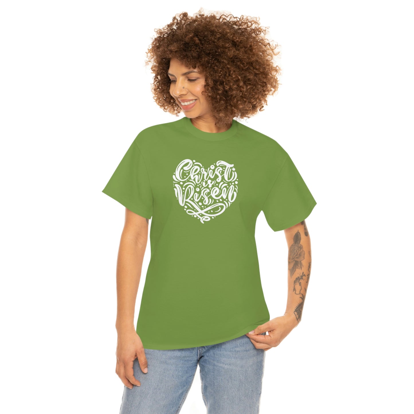 "Christ is Risen Heart" Unisex Heavy Cotton Tee