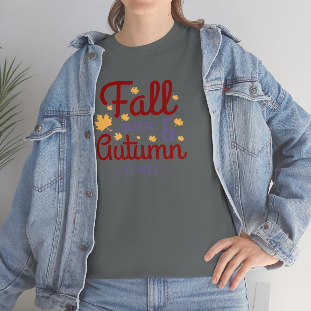 "Fall Breeze And Autumn Leaves" Unisex Heavy Cotton Tee