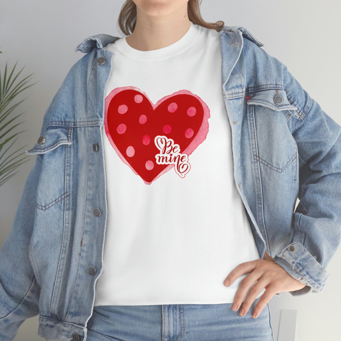"Be Mine" Polka Dot Heart" Unisex Heavy Cotton Tee