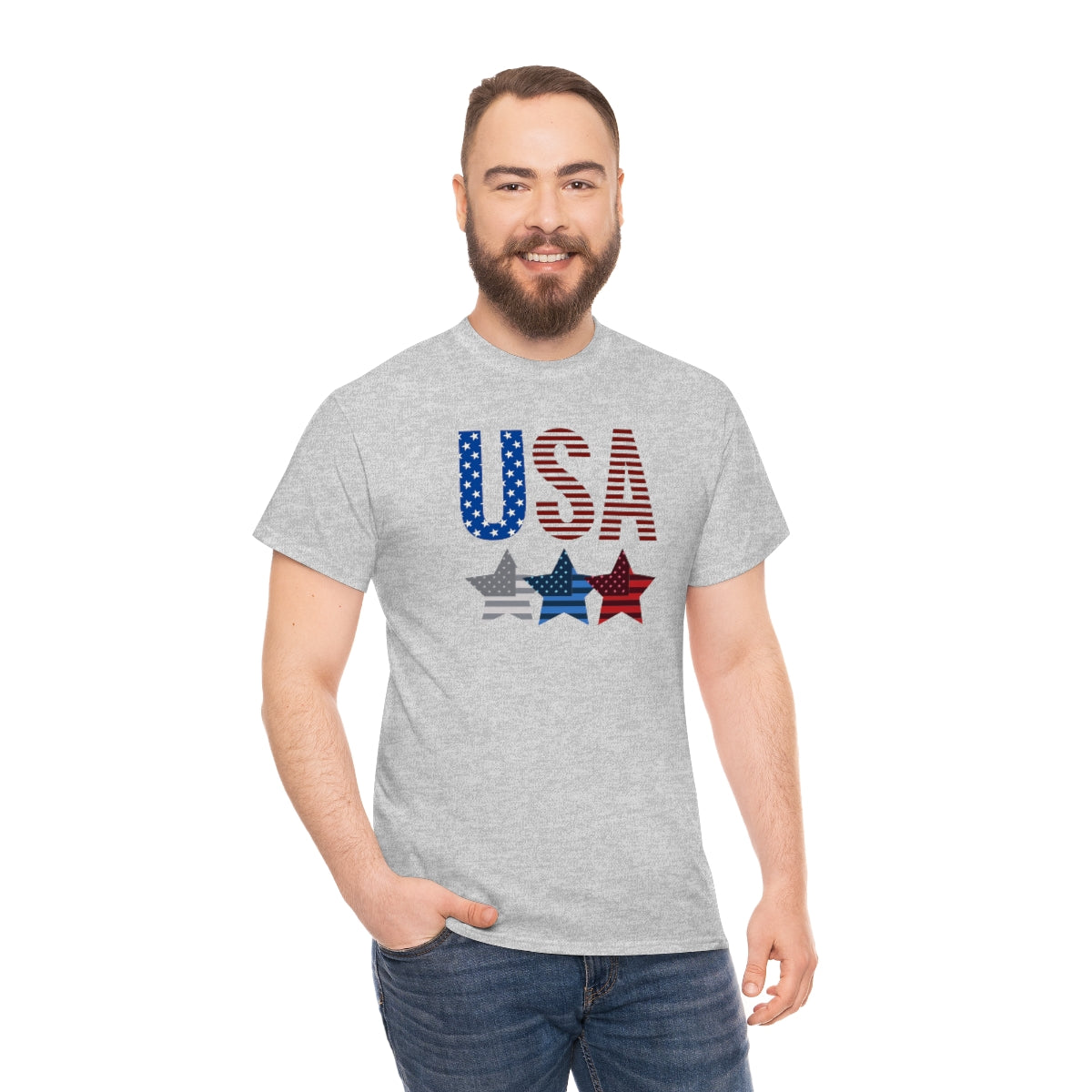 "USA Triple Stars" Unisex Heavy Cotton Tee