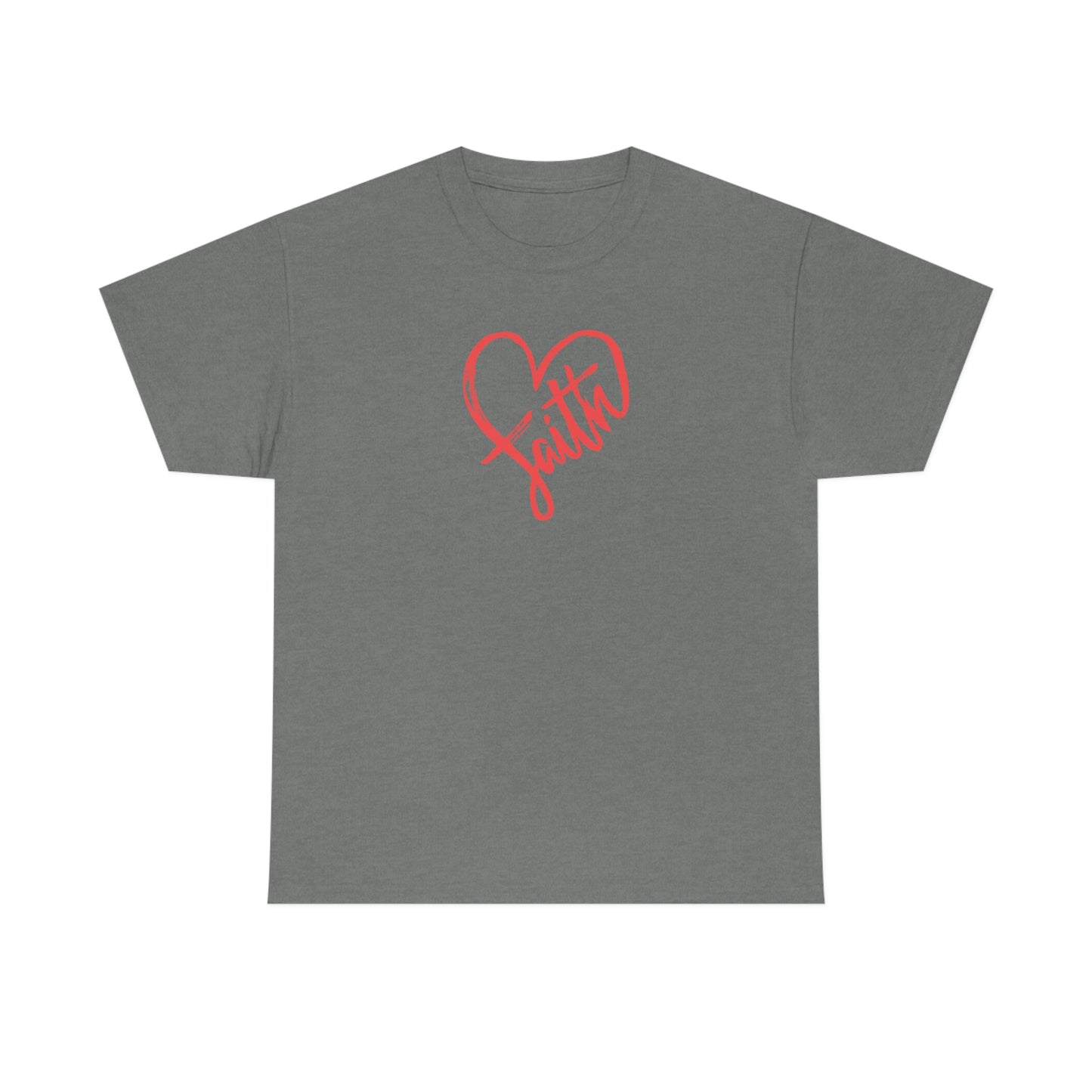 "Red Faith Heart" Unisex Heavy Cotton Tee