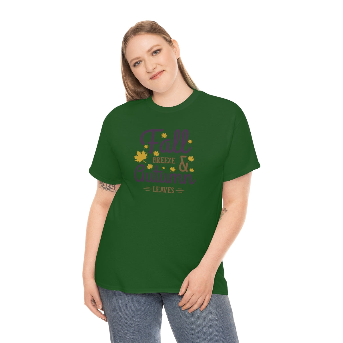 "Fall Breeze And Autumn Leaves" Unisex Heavy Cotton Tee