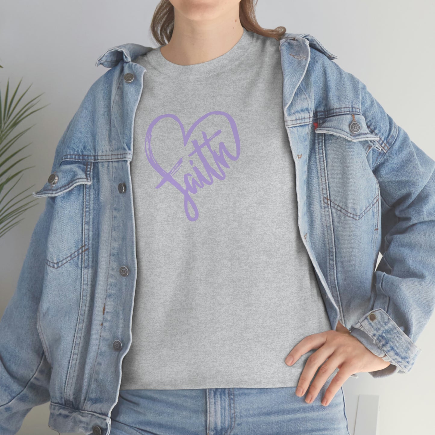 "Purple Faith Heart" Unisex Heavy Cotton Tee