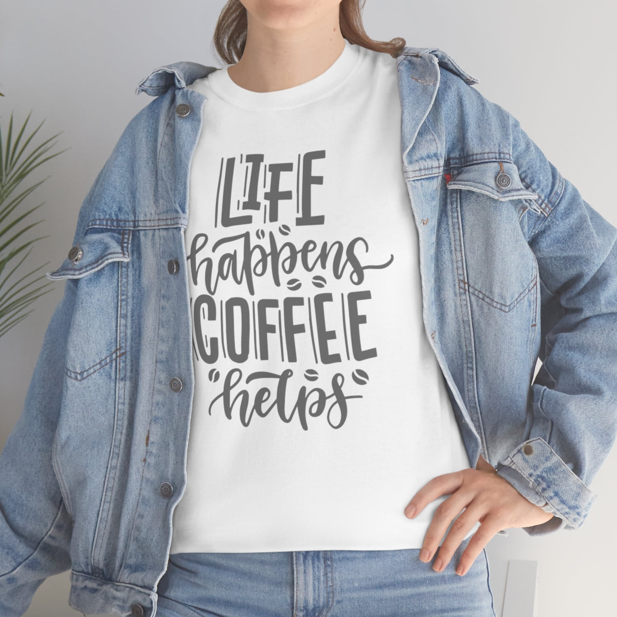 "Life Happens Coffee Helps" Unisex Heavy Cotton Tee