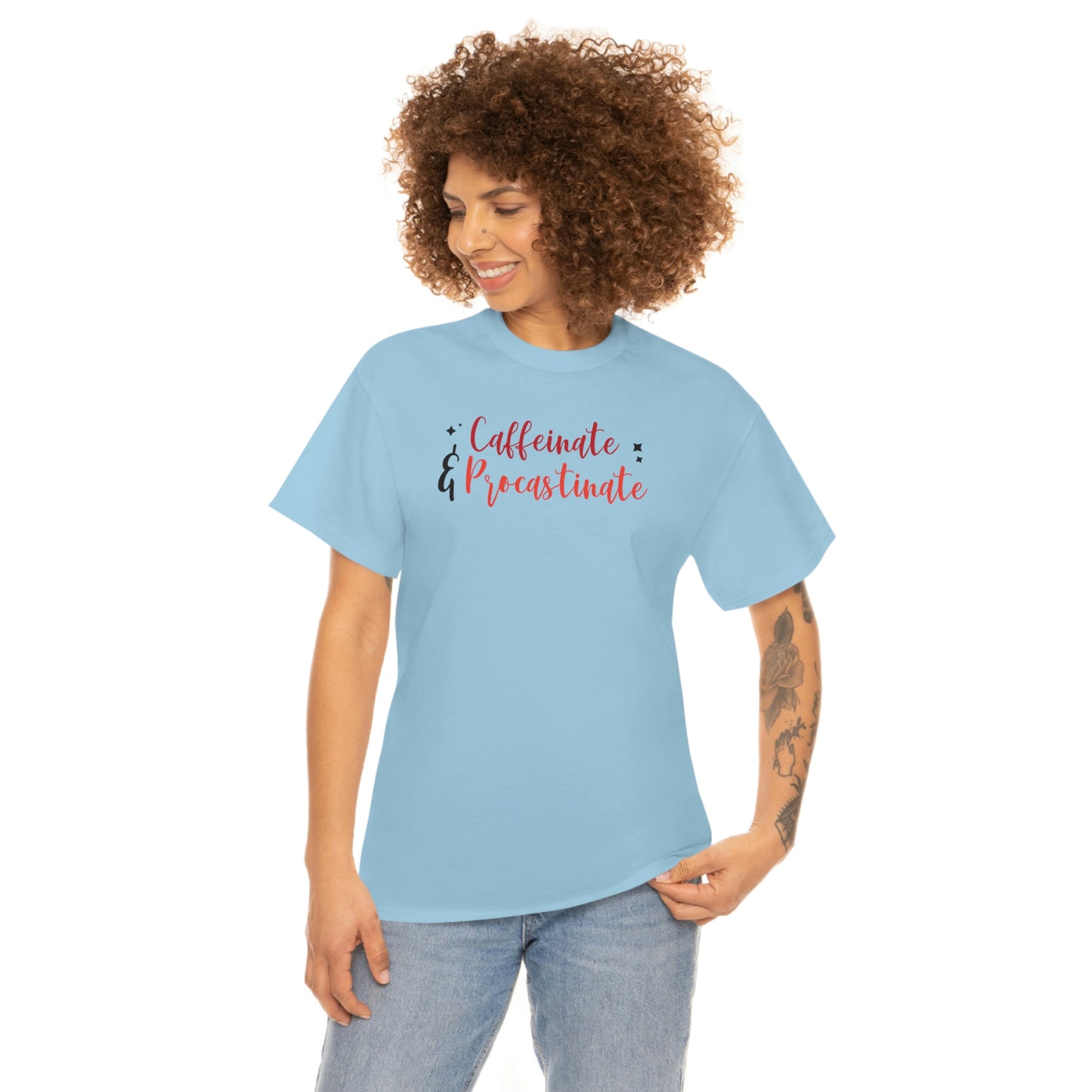 "Caffeinate & Procrastinate" Unisex Heavy Cotton Tee