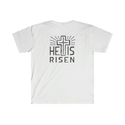 "He Is Risen Matt 28:6" (Front/Back Design) Unisex Softstyle T-Shirt