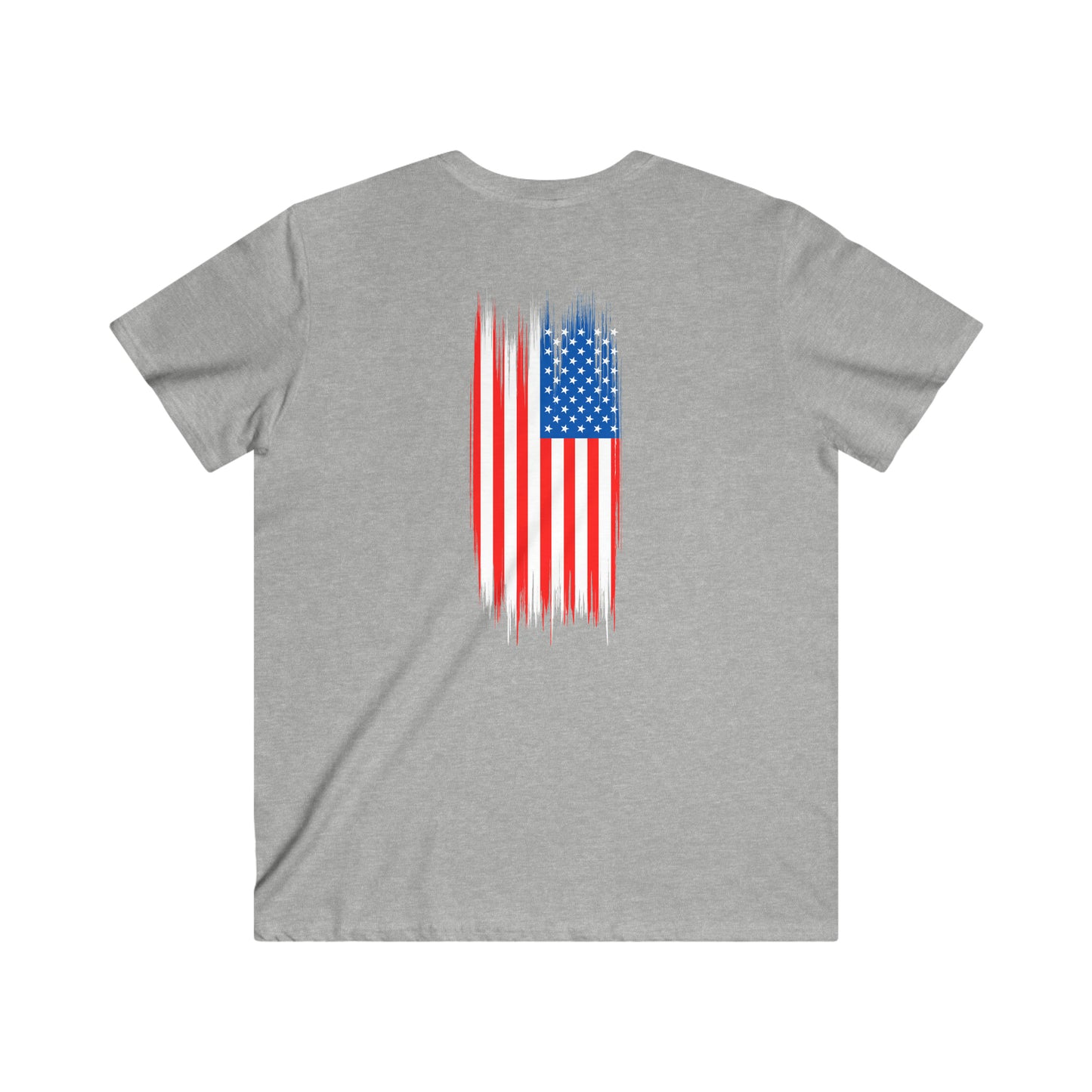 "American Flag" (front/back design) Men's Fitted V-Neck Short Sleeve Tee