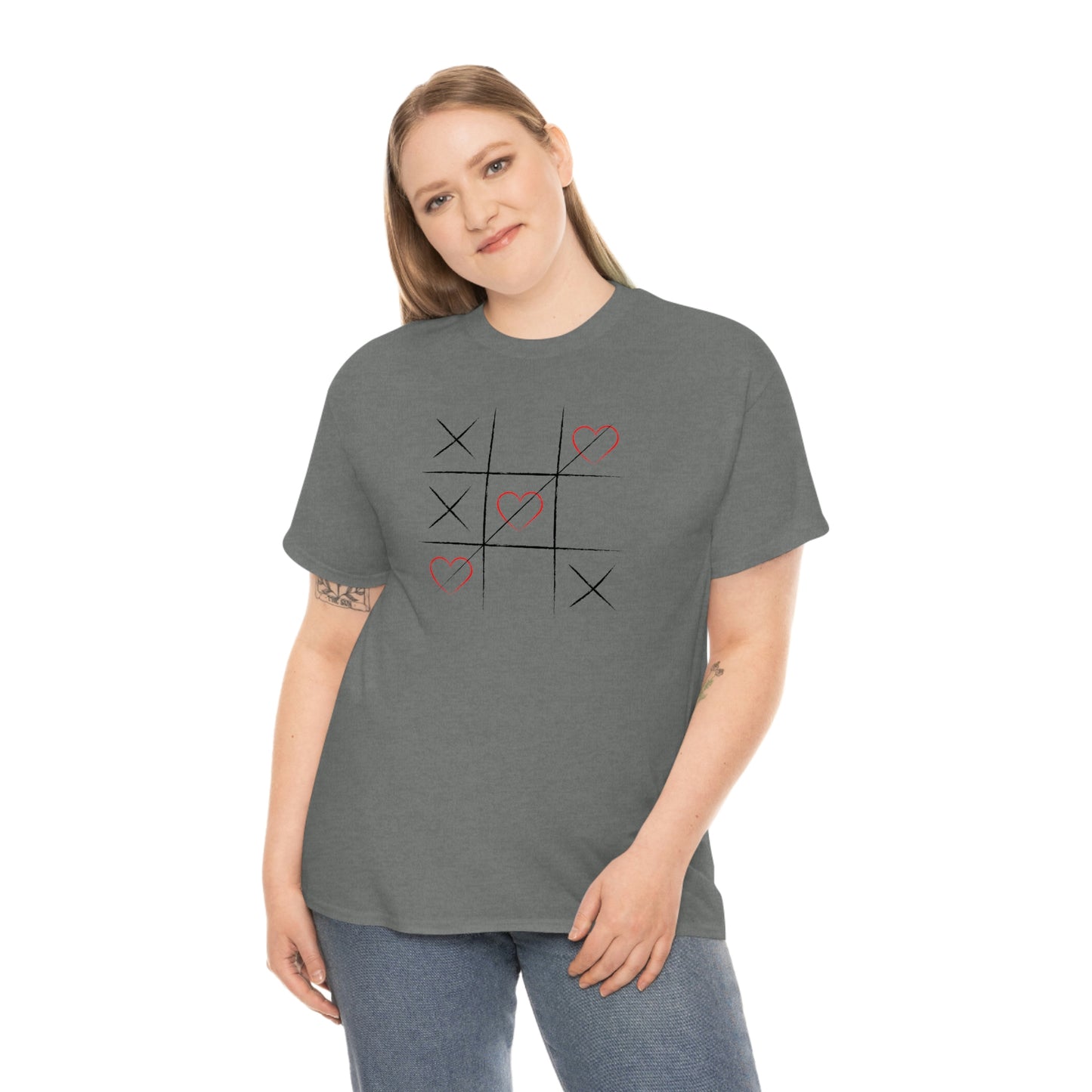 "XOXO Tic-Tac-Toe" Unisex Heavy Cotton Tee