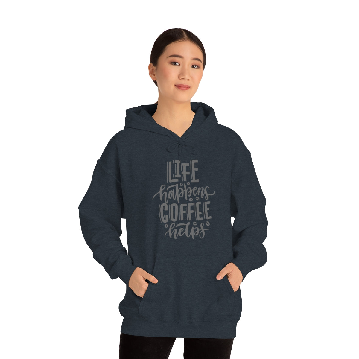 "Life Happens Coffee Helps" Unisex Heavy Blend™ Hooded Sweatshirt
