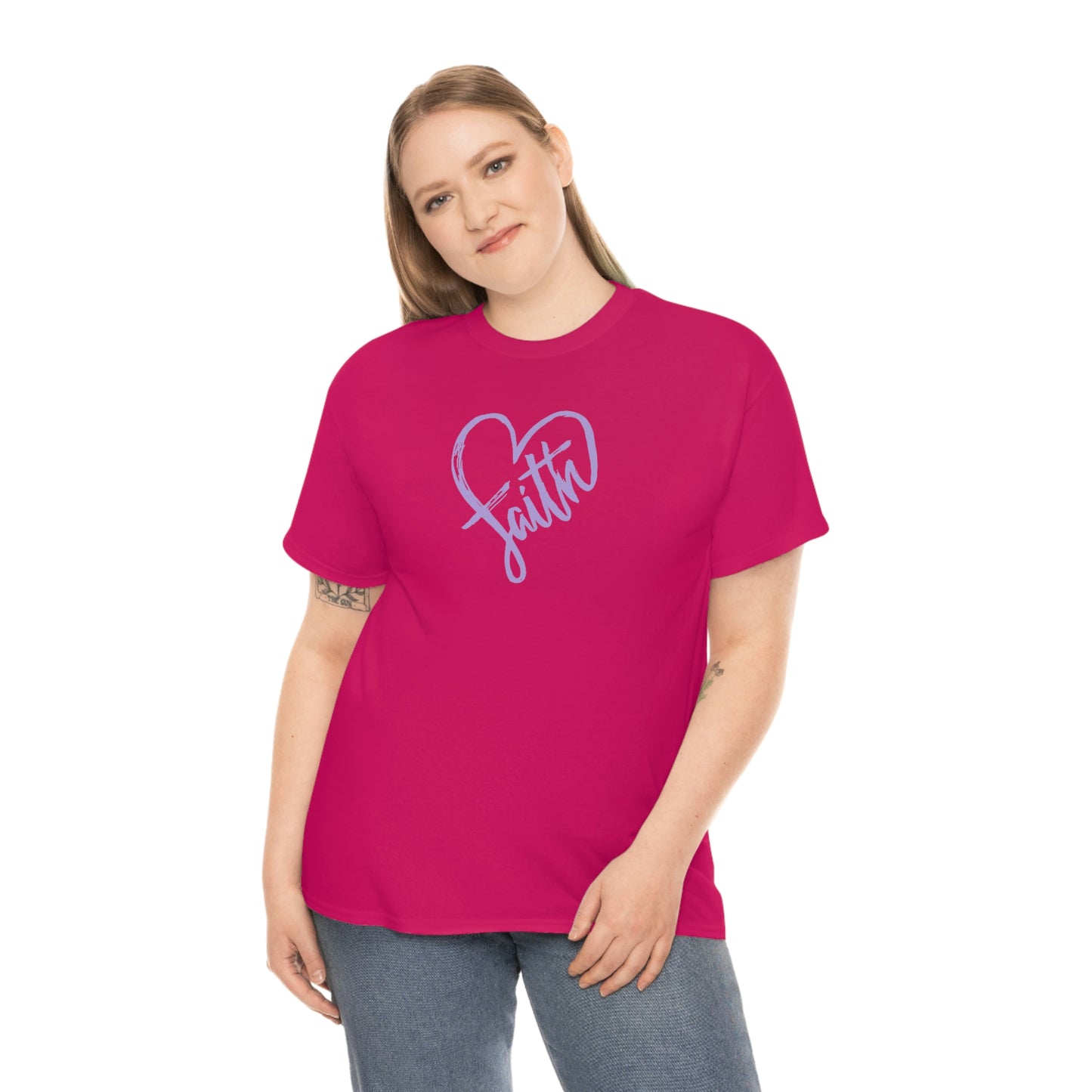 "Purple Faith Heart" Unisex Heavy Cotton Tee