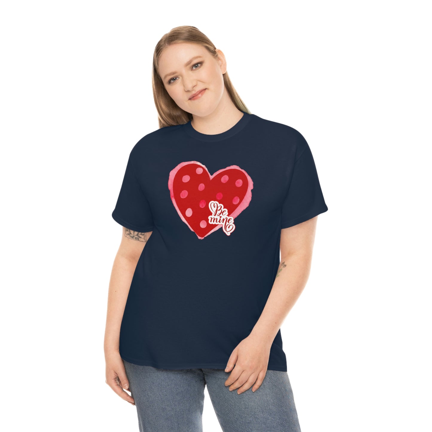 "Be Mine" Polka Dot Heart" Unisex Heavy Cotton Tee