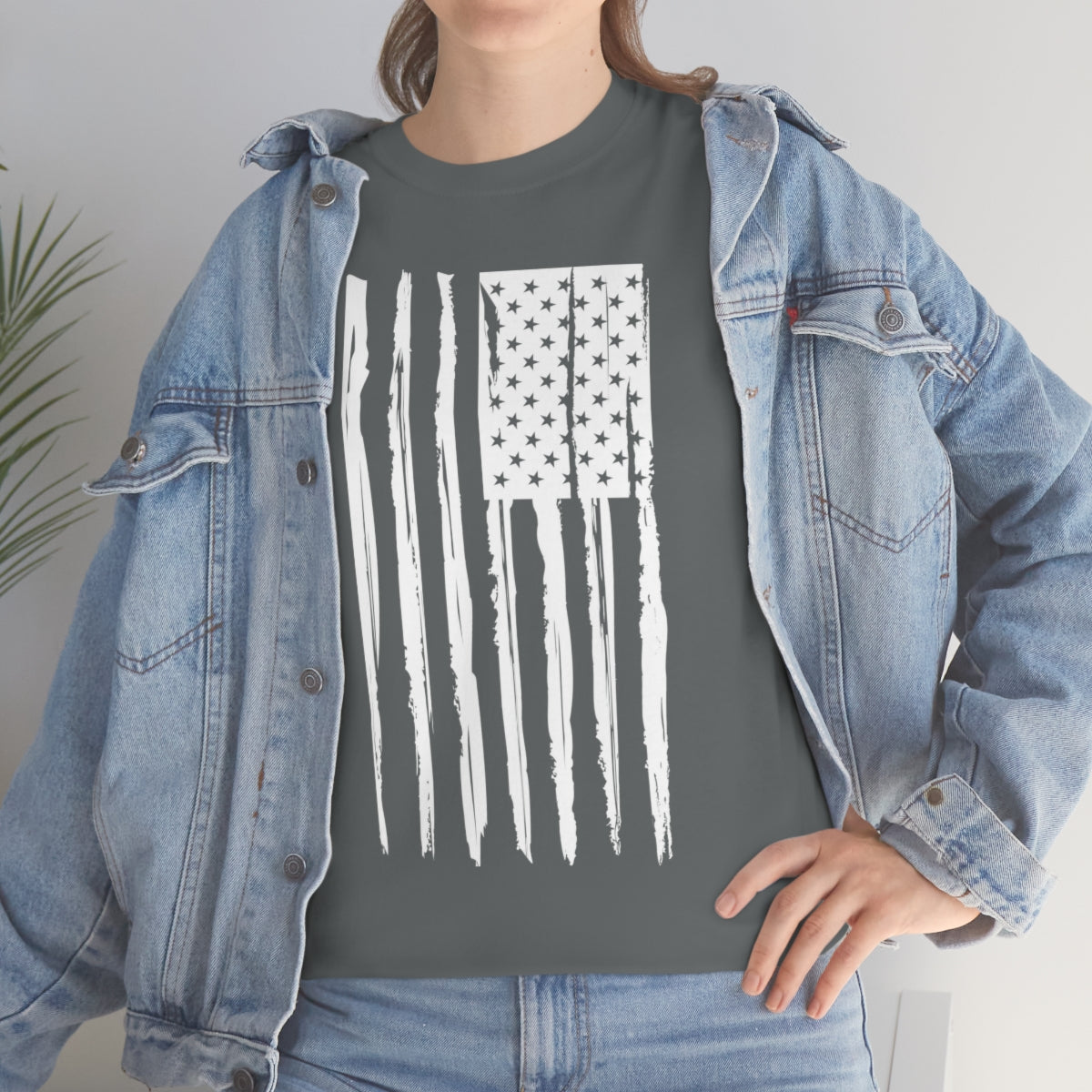 "White Vertical Flag" Unisex Heavy Cotton Tee