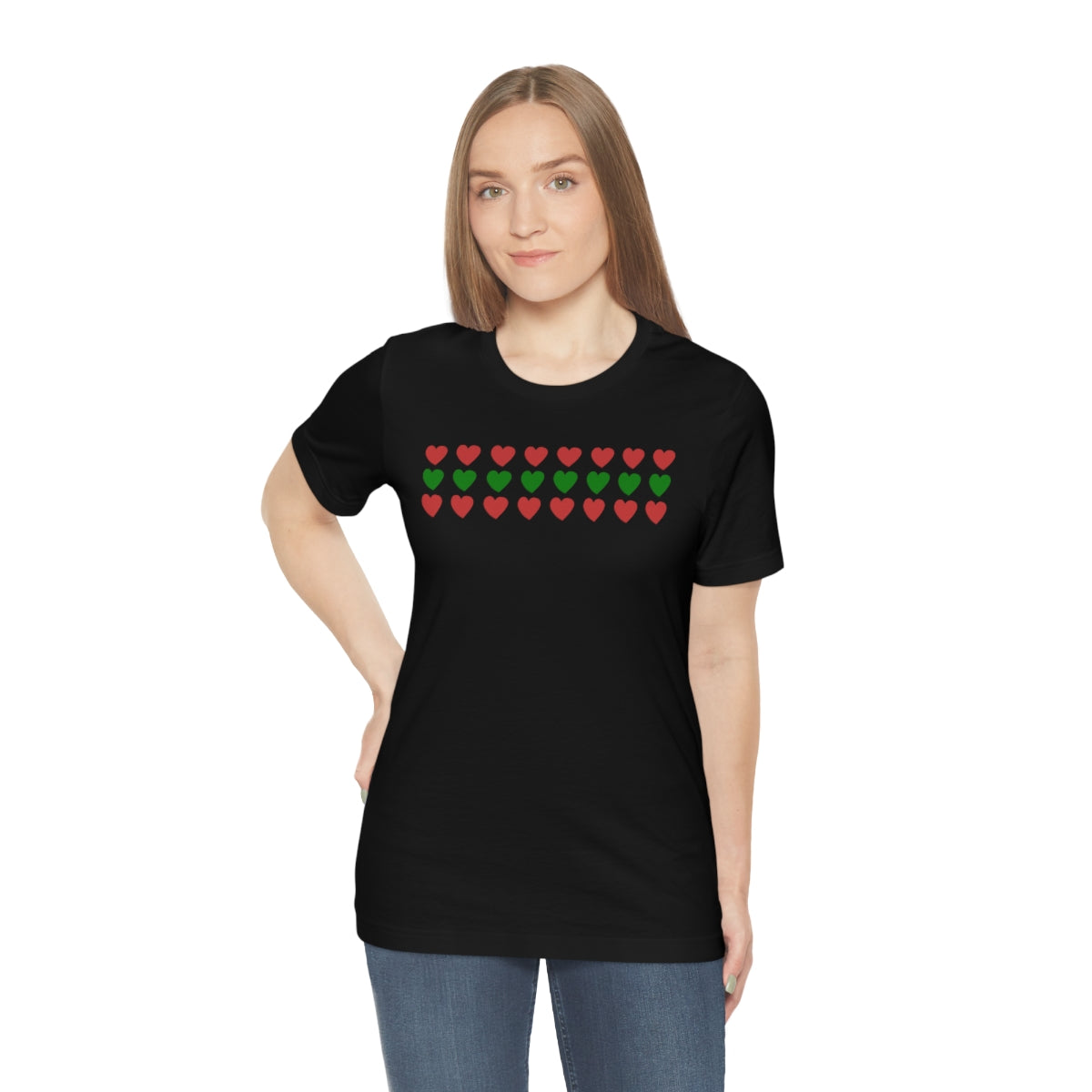 "Christmas Hearts" Unisex Jersey Short Sleeve Tee