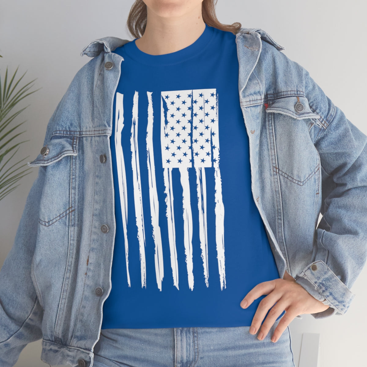 "White Vertical Flag" Unisex Heavy Cotton Tee