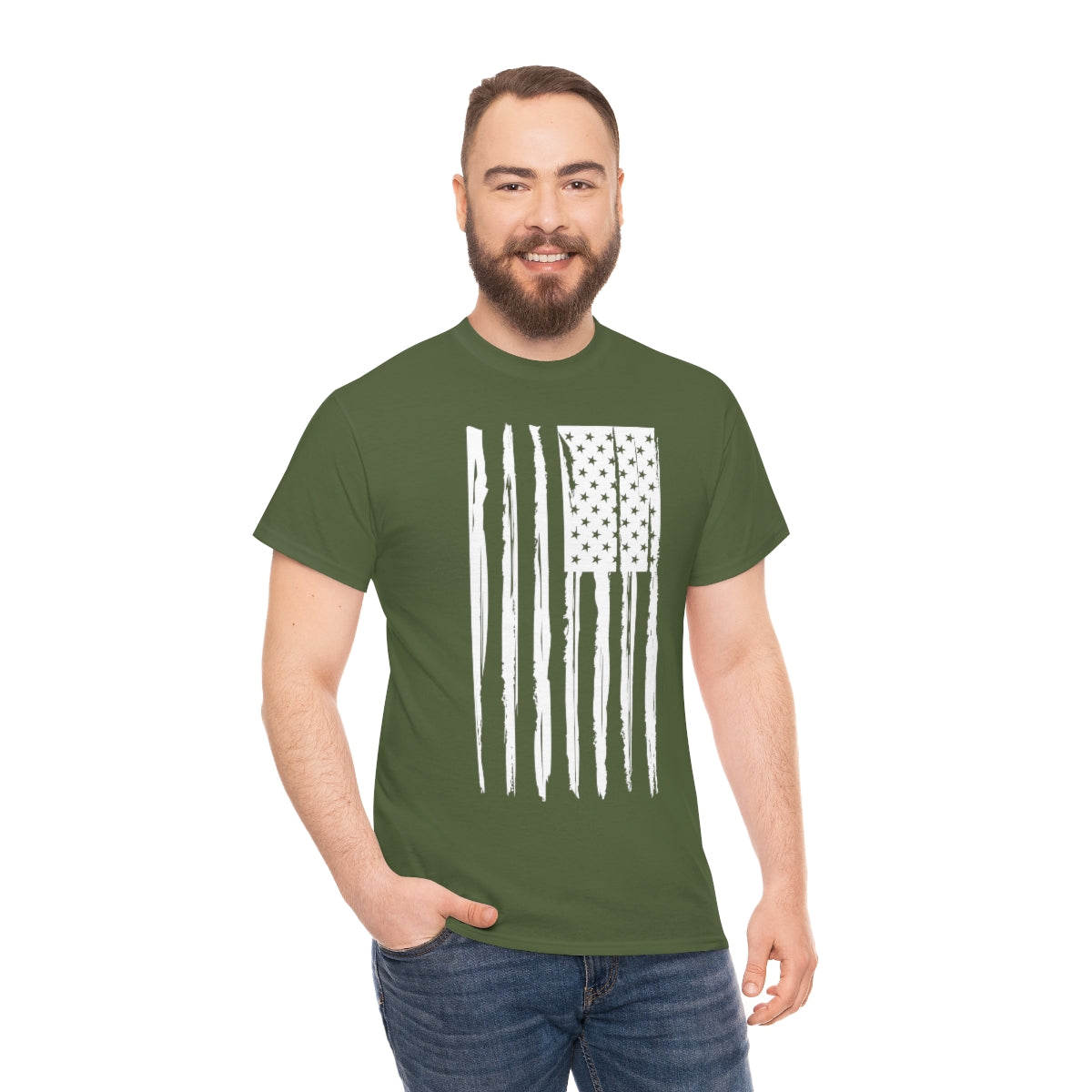 "White Vertical Flag" Unisex Heavy Cotton Tee