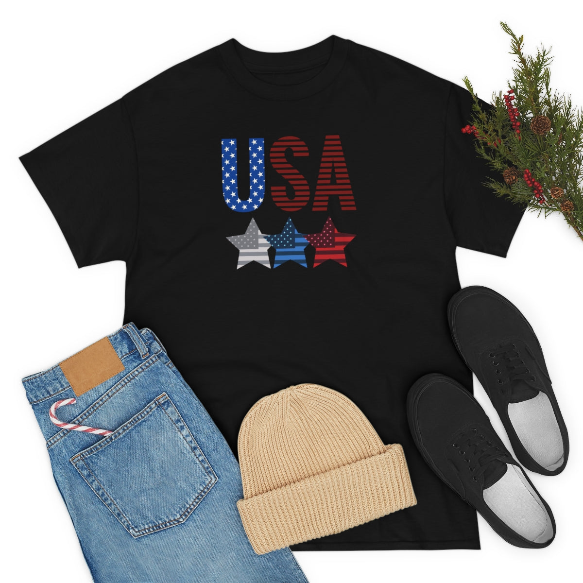 "USA Triple Stars" Unisex Heavy Cotton Tee