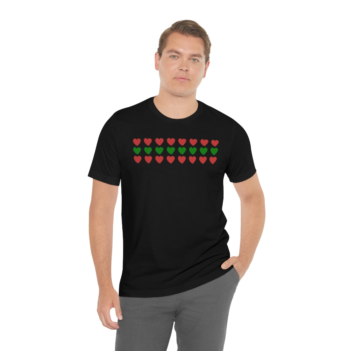 "Christmas Hearts" Unisex Jersey Short Sleeve Tee