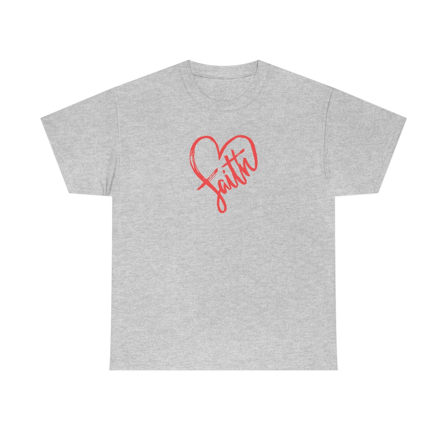 "Red Faith Heart" Unisex Heavy Cotton Tee