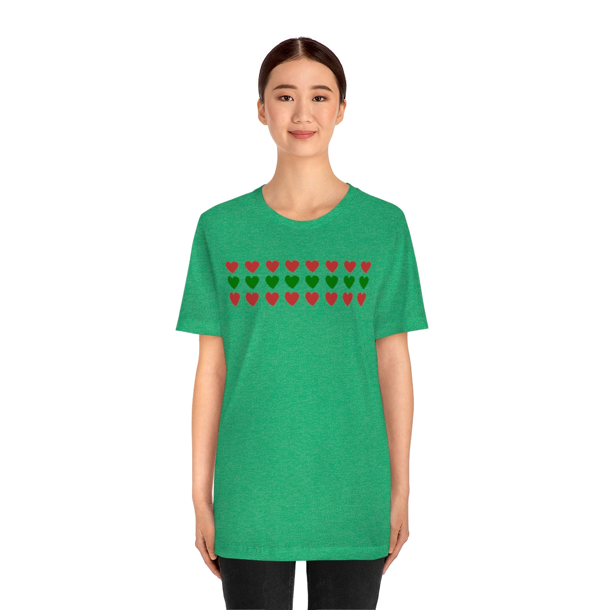 "Christmas Hearts" Unisex Jersey Short Sleeve Tee
