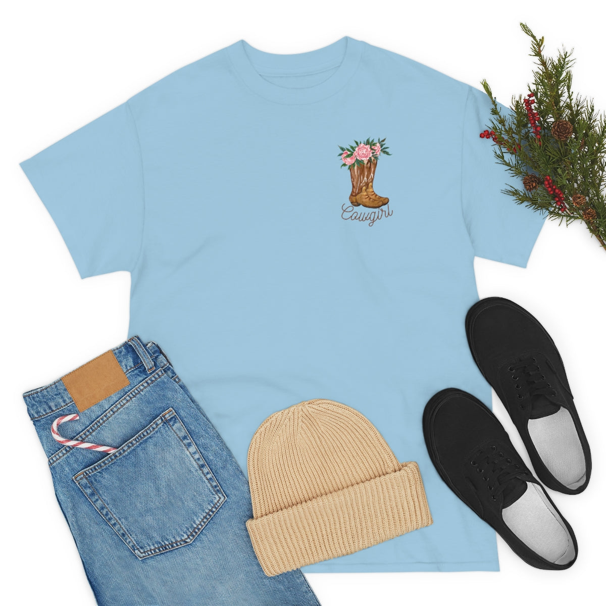 "Cowgirl/Herd That" Unisex Heavy Cotton Tee Front/Back Designs