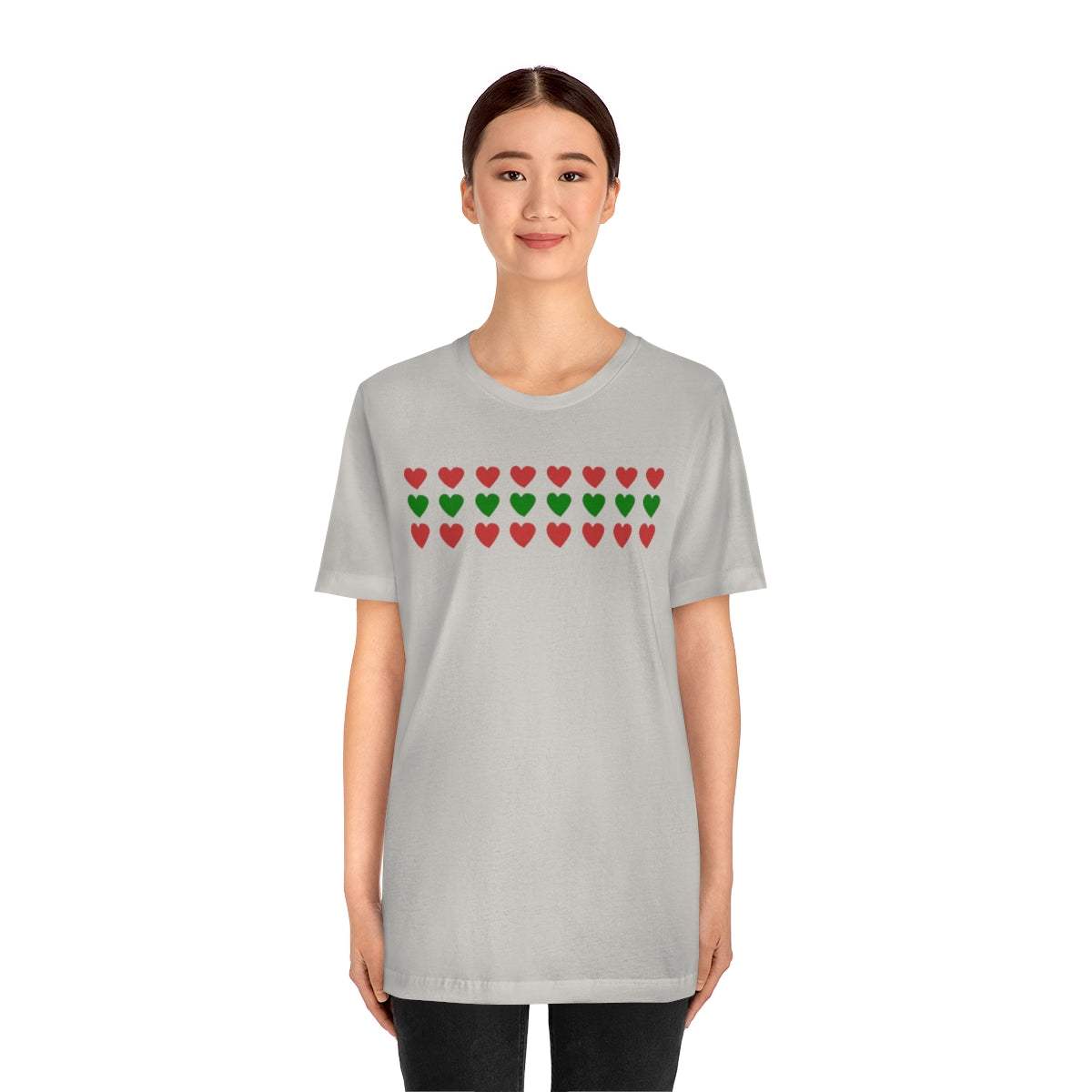 "Christmas Hearts" Unisex Jersey Short Sleeve Tee
