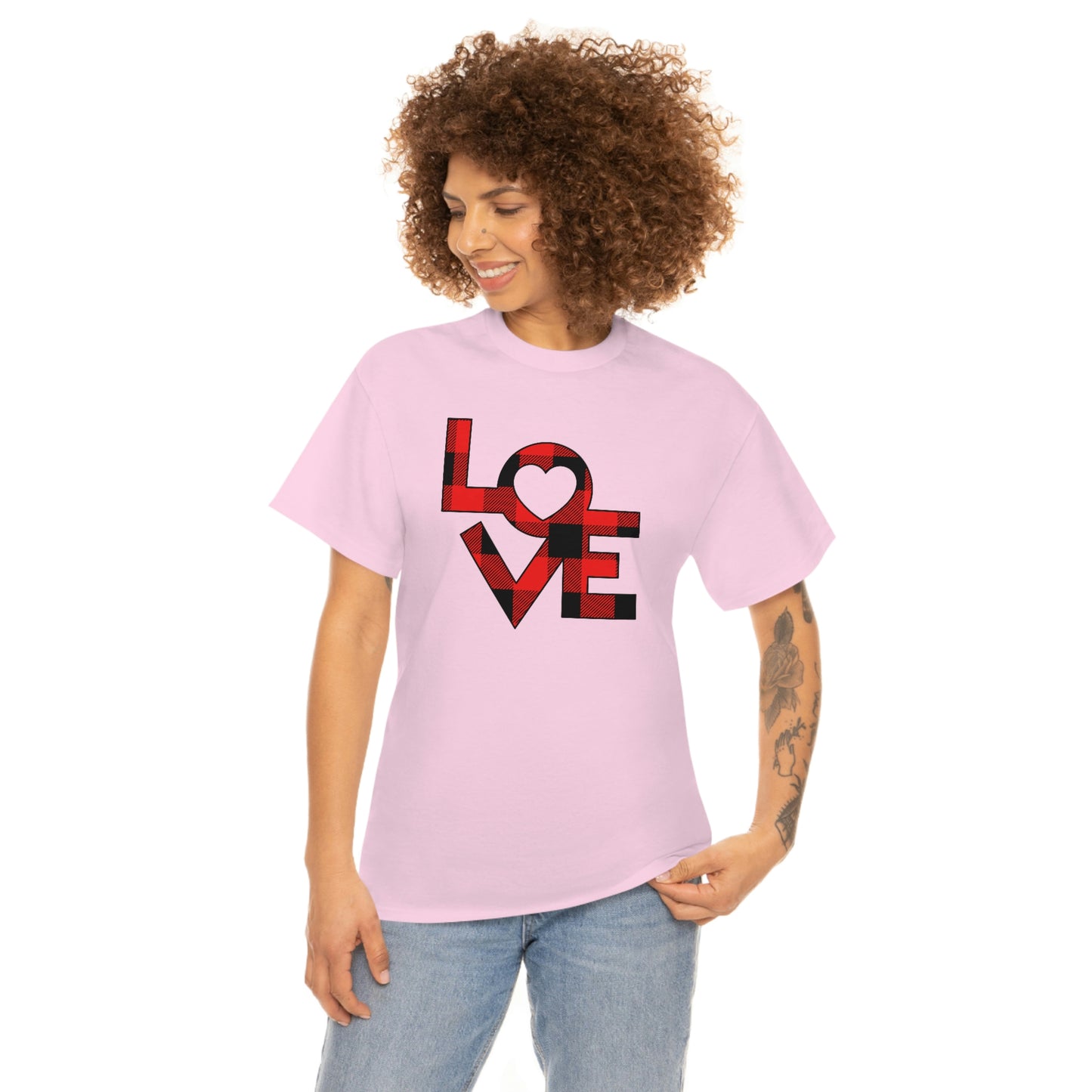 "Plaid LOVE" Unisex Heavy Cotton Tee