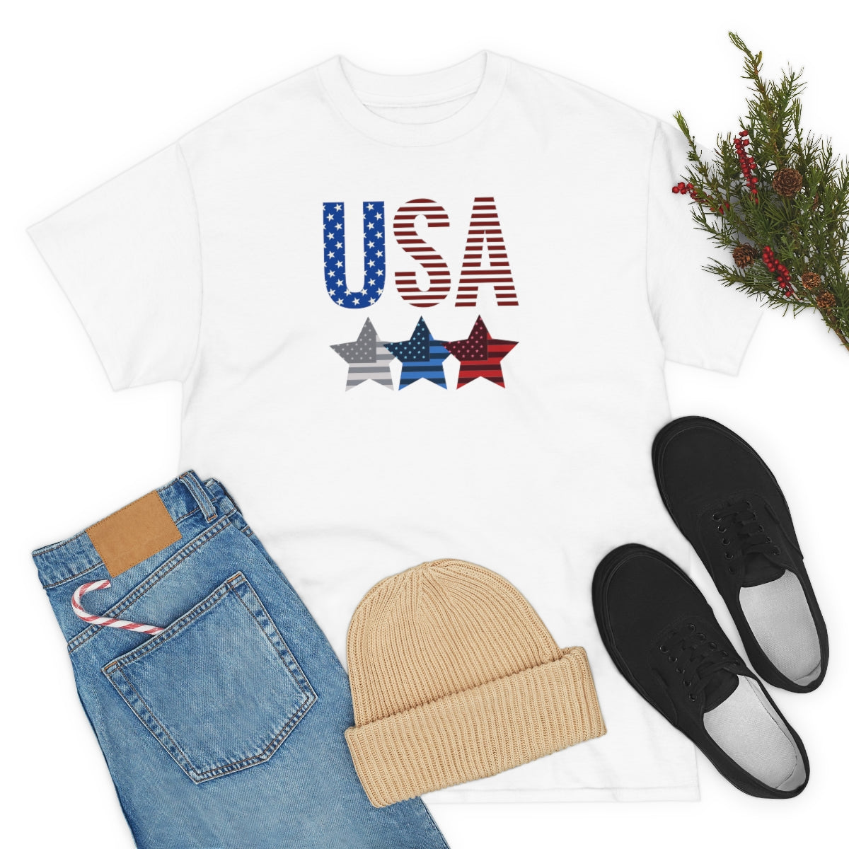 "USA Triple Stars" Unisex Heavy Cotton Tee
