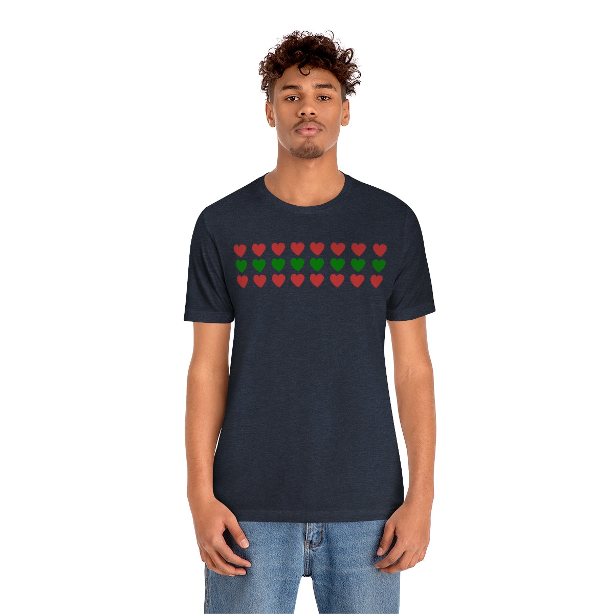 "Christmas Hearts" Unisex Jersey Short Sleeve Tee