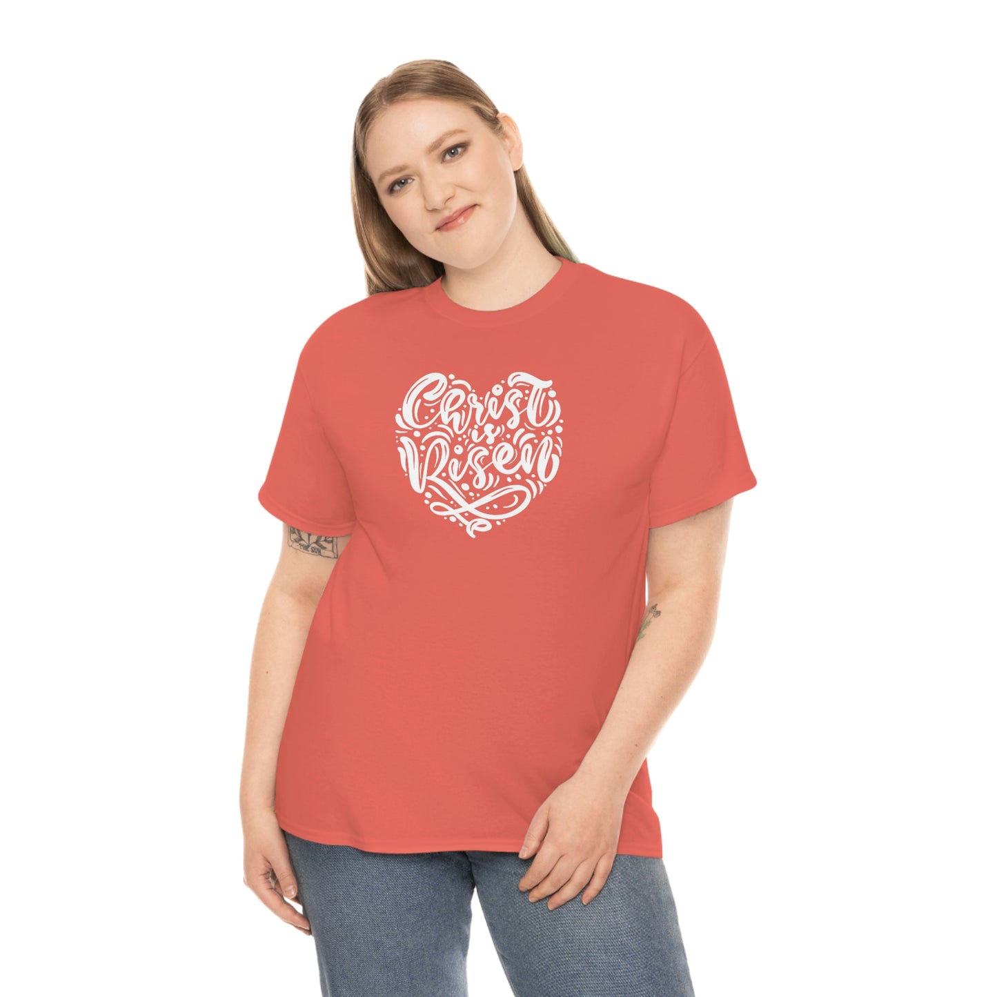 "Christ is Risen Heart" Unisex Heavy Cotton Tee