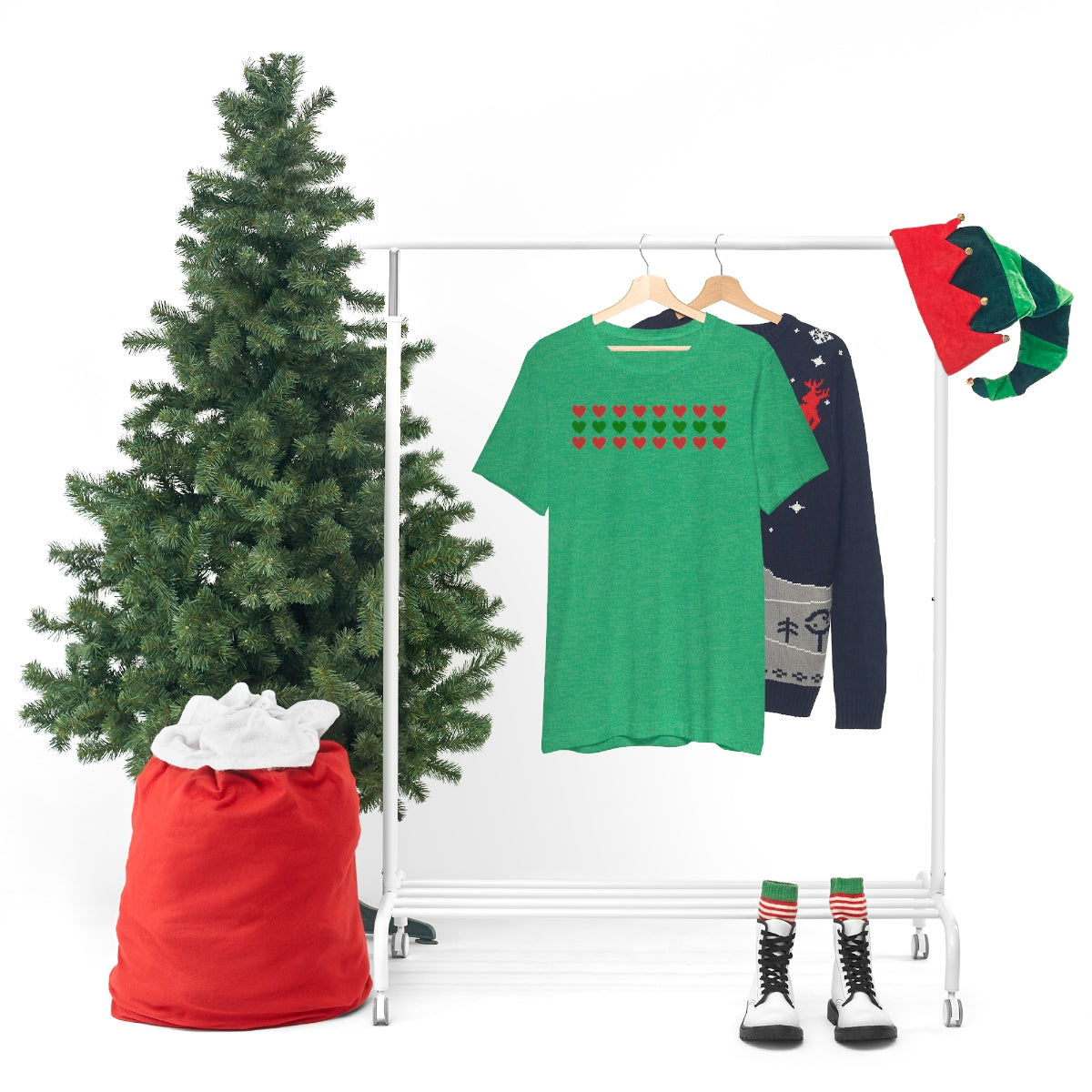 "Christmas Hearts" Unisex Jersey Short Sleeve Tee
