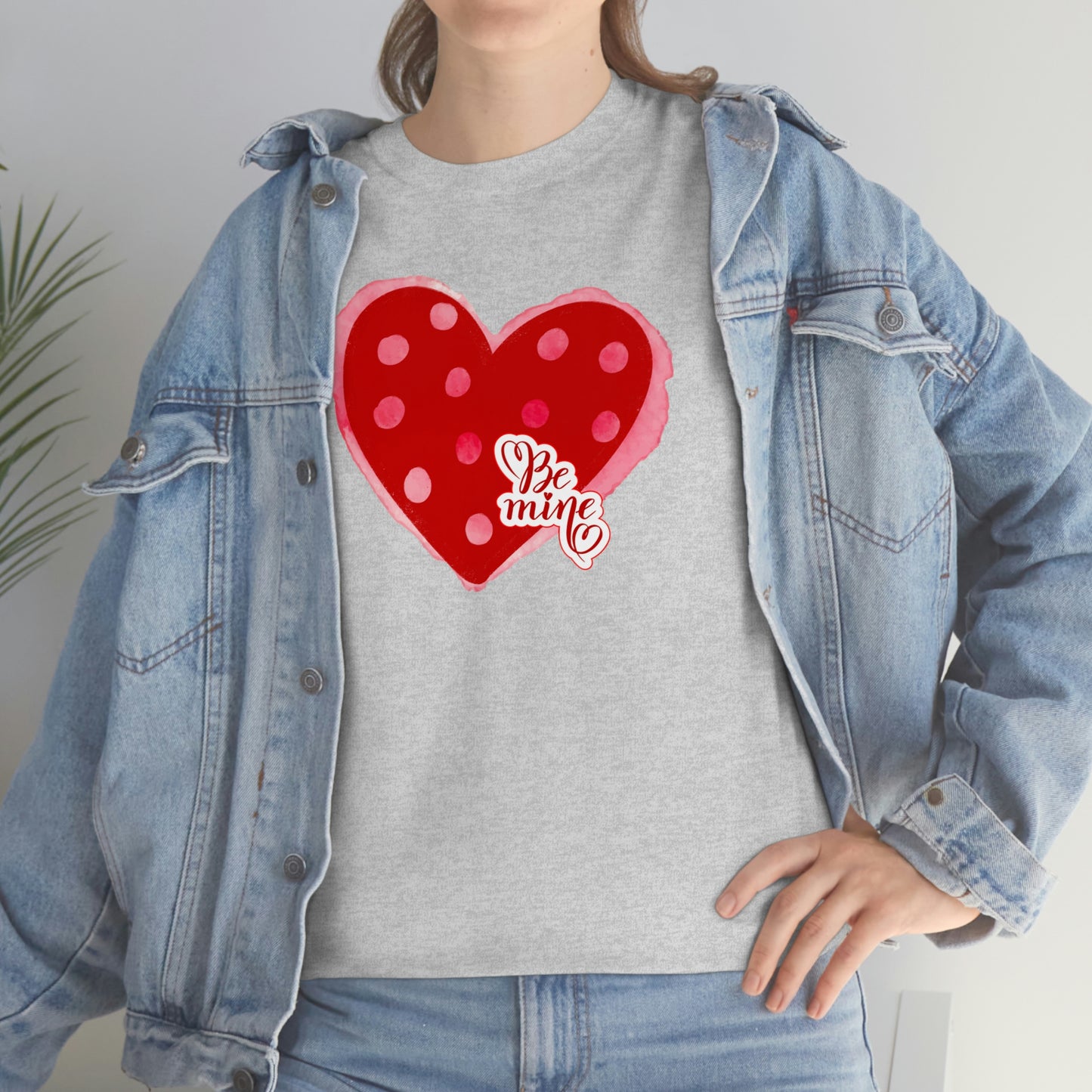 "Be Mine" Polka Dot Heart" Unisex Heavy Cotton Tee