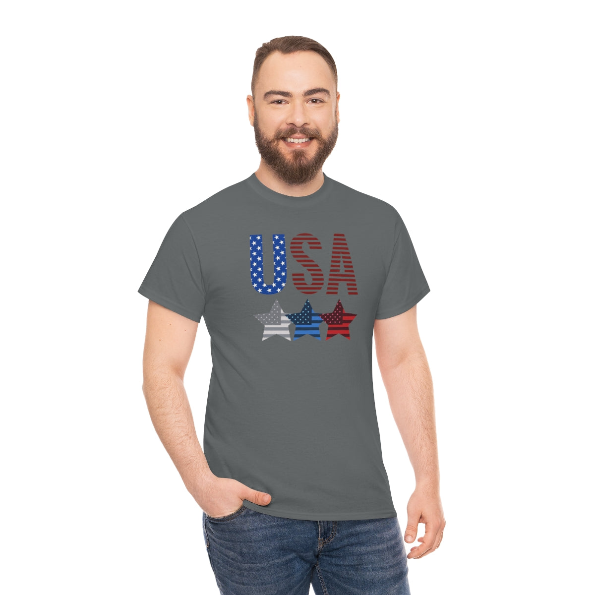 "USA Triple Stars" Unisex Heavy Cotton Tee