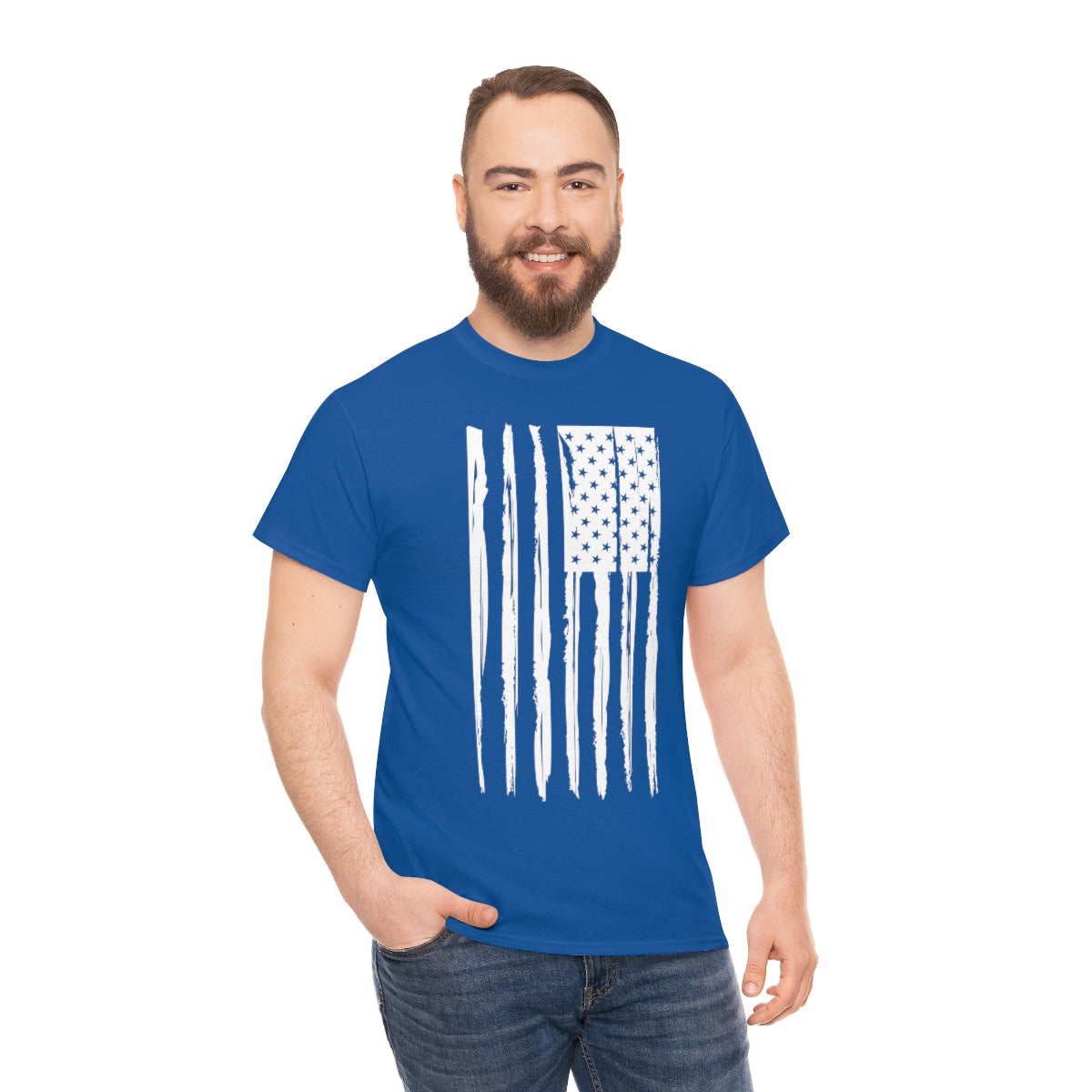 "White Vertical Flag" Unisex Heavy Cotton Tee