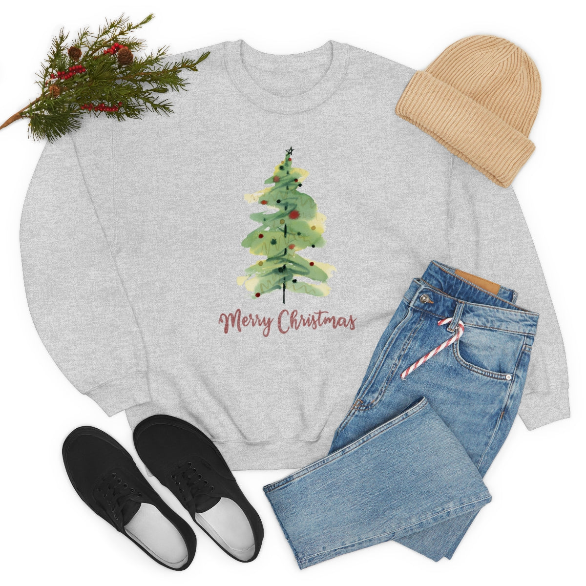 "Merry Christmas Tree" Unisex Heavy Blend™ Crewneck Sweatshirt