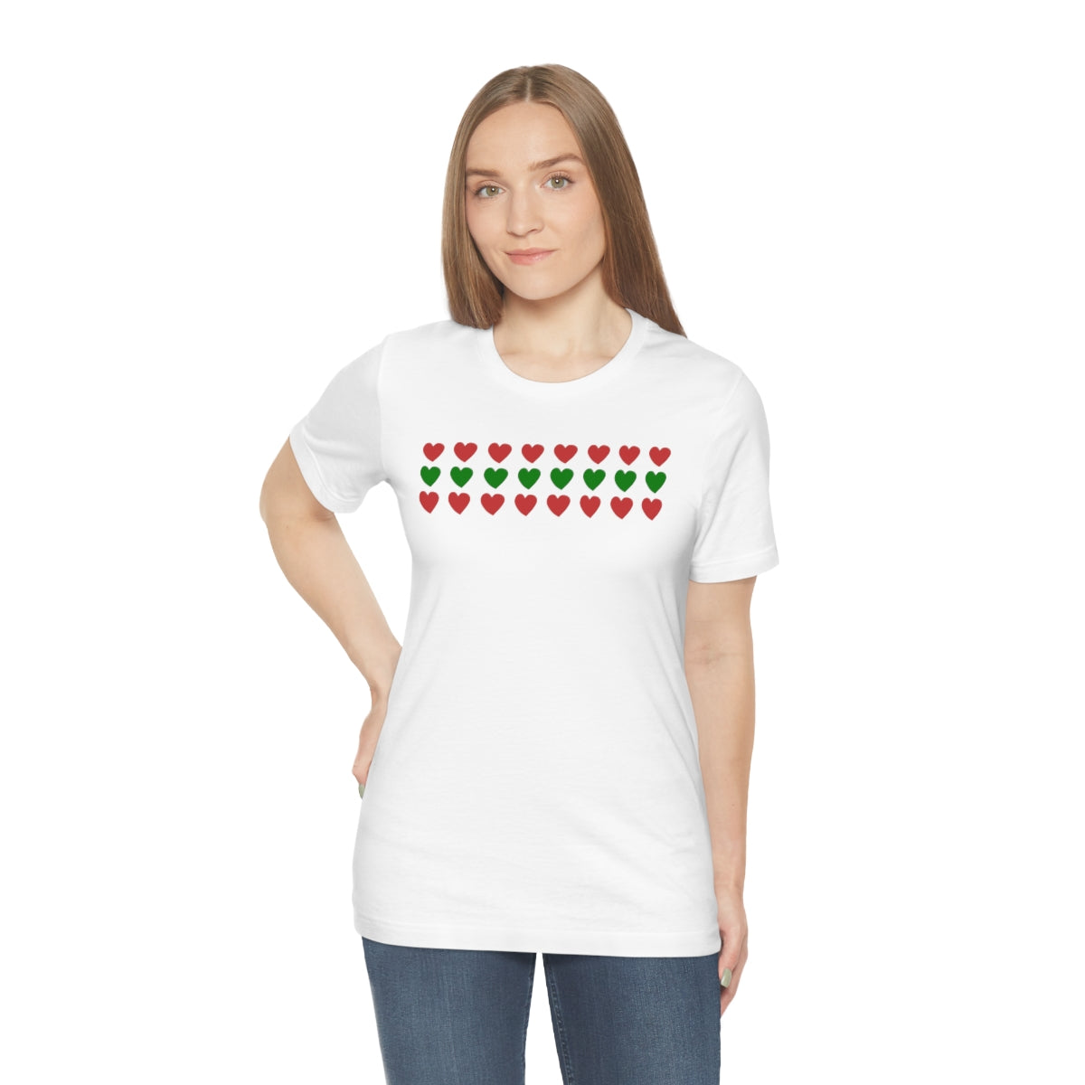 "Christmas Hearts" Unisex Jersey Short Sleeve Tee