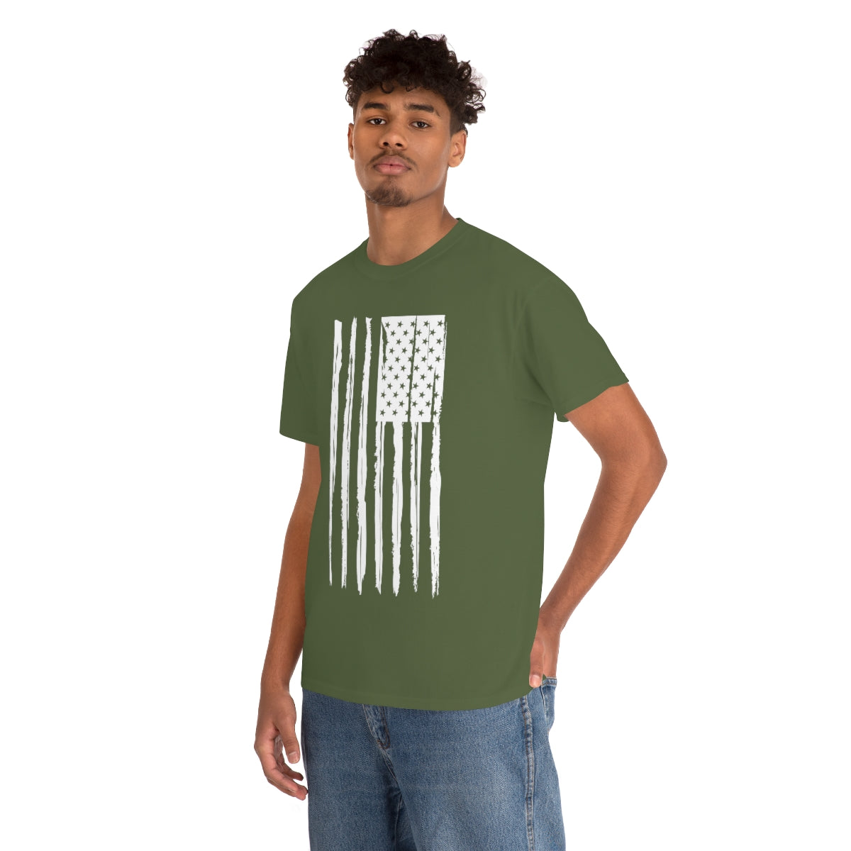 "White Vertical Flag" Unisex Heavy Cotton Tee