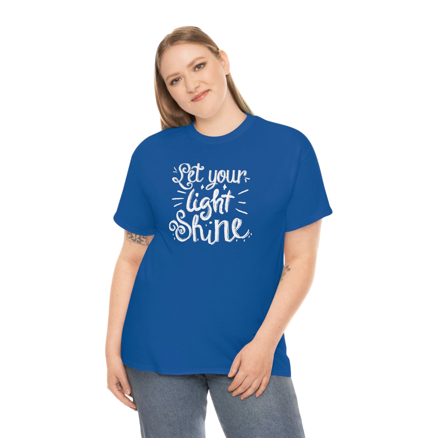 "Let Your Light Shine" (white font) Unisex Heavy Cotton Tee