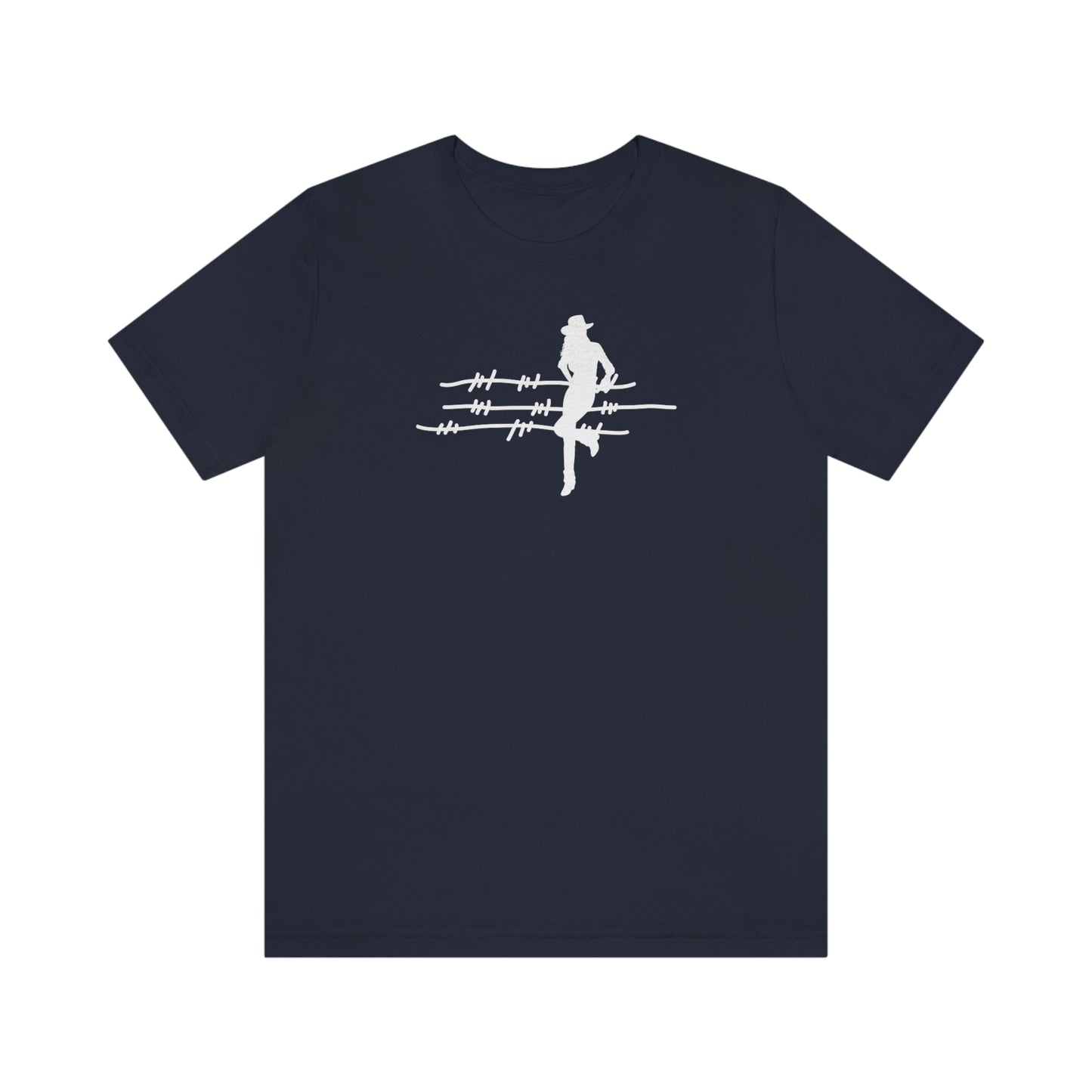 "On The Fence" (white image) Unisex Jersey Short Sleeve Tee