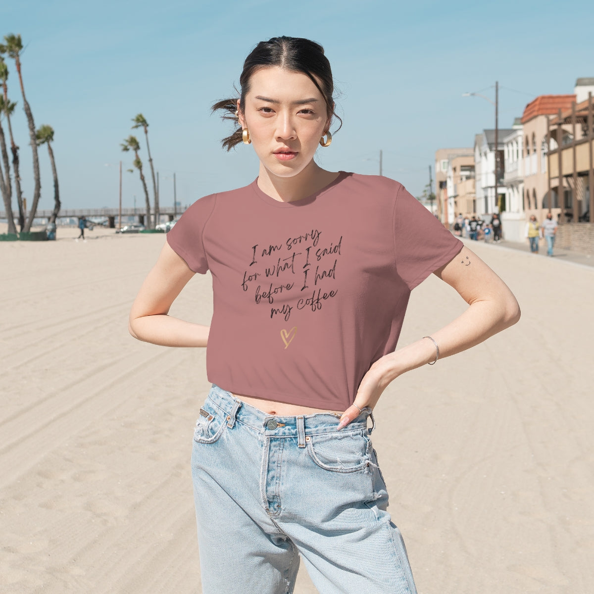 "Sorry For What I Said" Women's Flowy Cropped Tee