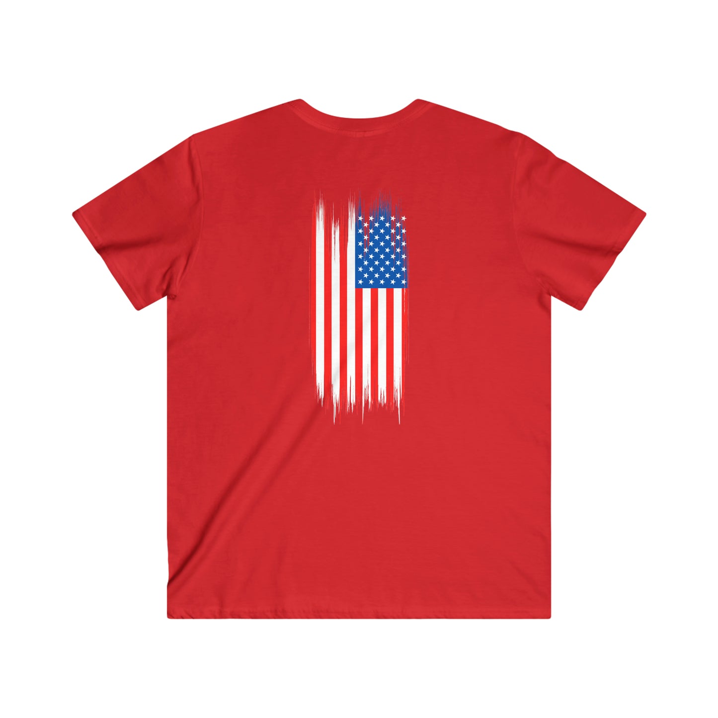 "American Flag" (front/back design) Men's Fitted V-Neck Short Sleeve Tee