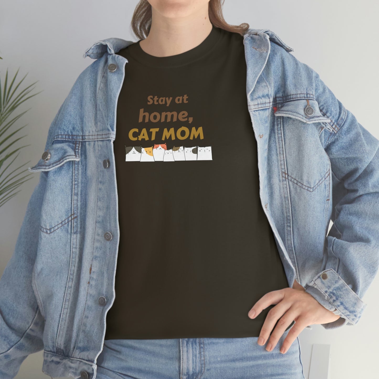 "Stay At Home Cat Mom" Unisex Heavy Cotton Tee
